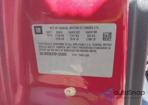 2014 Chevrolet Impala Limited Ltz из США, поврежденный, VIN 2G1WC5E37E1125020